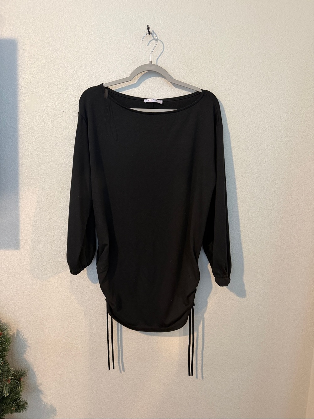 Black Drawstring-Side Mini Dress - Elegant Everyday Style